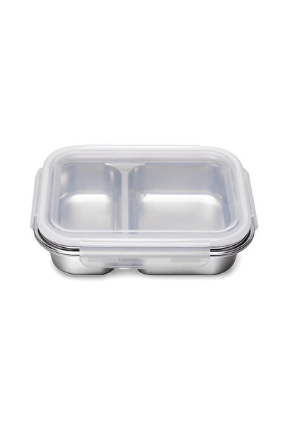 ORIAN صندوق غداء مستطيل مقسم من الفولاذ المقاوم للصدأ سعة 800 مل