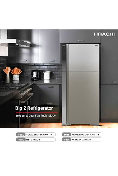HITACHI ثلاجة مستقلة ذات بابين موفرة للطاقة، سعة 550 لترًا