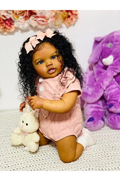 Choice دمية طفل حديث الولادة وردية اللون مقاس 60 سم و24 بوصة وبشرة بنية داكنة تشبه طفلة لوتي حديثة الولادة أميرة فتاة