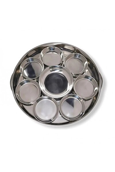 Bohara Indian Gold Line Stainless Steel Breakfast Tray, 50 cm