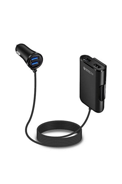 NO BRAND Încărcător auto 4-în-1 USB, față/spate, încărcare rapidă 3.0, 36W, 8...