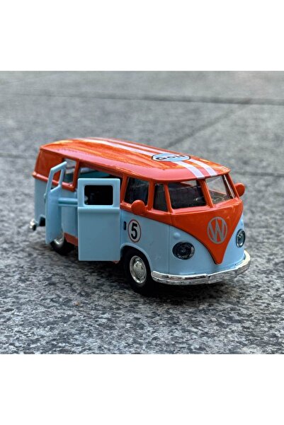 Choice نموذج سيارة حافلة سفر مصنوعة من خليط معدني أزرق برتقالي بمقياس 1:36، ن...