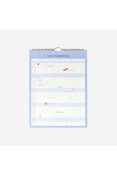 Flying Tiger Copenhagen Aile Planlayıcılı Mavi 2026 Duvar Takvimi