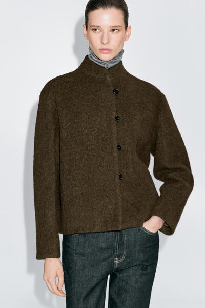 Massimo Dutti Alpaka yün karışımlı kısa hırka