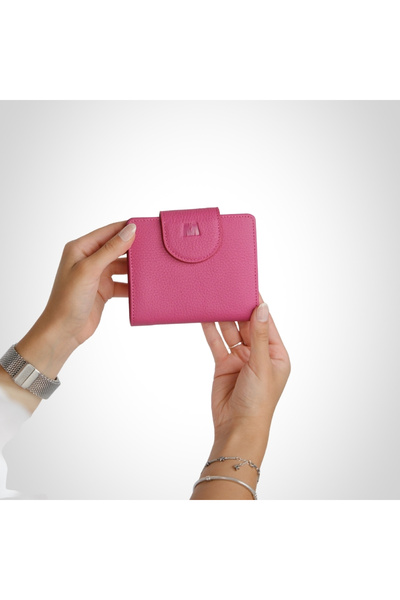 MFT Leather Design Genuine Leather Women's Wallet |   Mira 1437 Flother Mat Pink