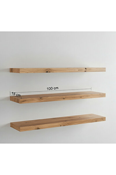 Free Home Premium MDF Ürün Gizli Montajlı Uçan Raf 100x15 - 3 Adet Kitaplık Mutfak Banyo Salon Rafı