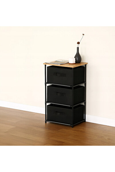 zola Organizer shelf with 3 boxes, steel frame, chipboard top, dimensions 40 x 30 x 68 cm, black/brown