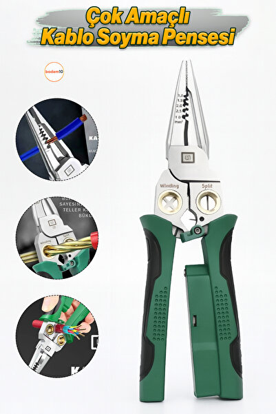 Badem10 Çok Amaçlı Kablo Soyma Pensesi 6 Fonksiyonlu Elektrikçi Pense Tel Kes...