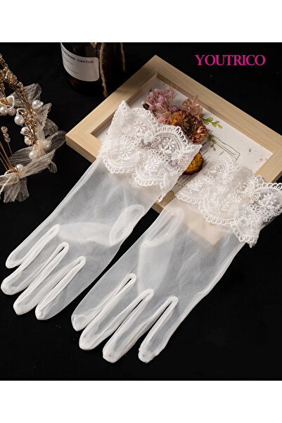 Youtrico Wedding Gloves - Vintage Ivory Lace Bridal Accessories for Classic Romance-Handmake-1PCS