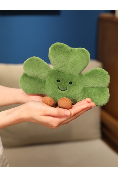 Choice نبات البرسيم المحظوظ الأخضر المحشو بثلاث أوراق، مقاس 16 سم، ناعم للغاي...