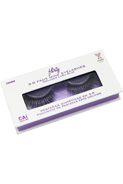 CAI Para Mi رموش صناعية ثلاثية الأبعاد من فرو المنك مع غراء الرموش - خالية من القسوة