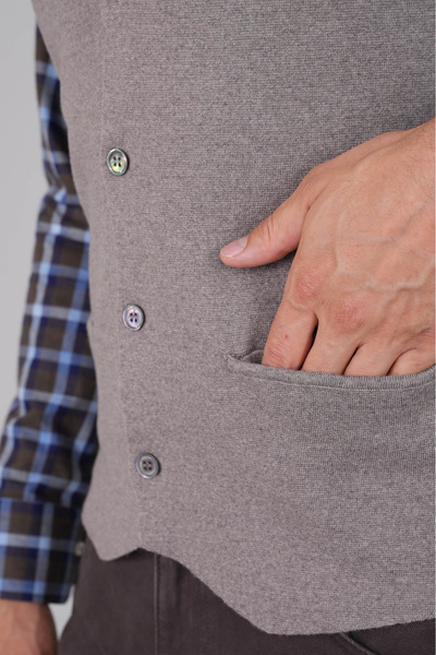 Bisse Vizon Düz Triko Yün Erkek Yelek