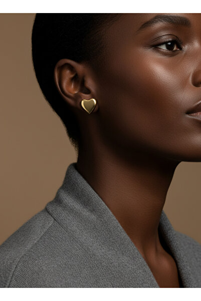 TURBİJ أقراط نسائية على شكل قلب ذهبي اللون