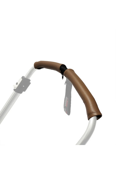 Choice1 brown Baby Stroller Handle Covers PU Leather Zipper Armrest Case Prot...