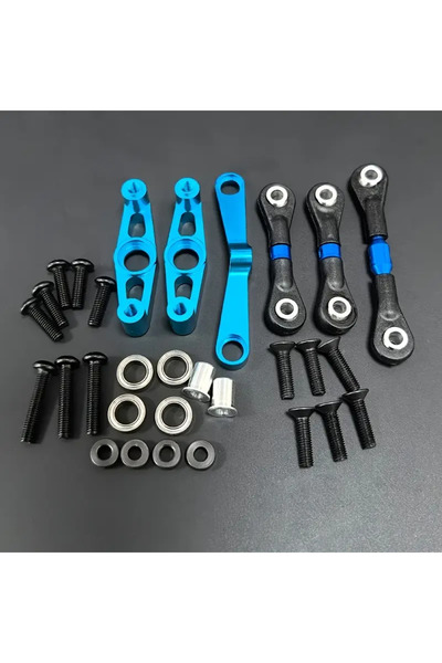 Choice Blue Metal Steering Assembly with Bearing + Adjustable Tie Rods for Tamiya TT02 TT-02 1/10 RC Car Up