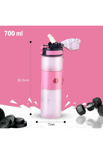 SAFA Sports Water Bottles with Plastic Straw, 4 Colors, 700ml Capacity.
