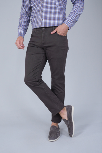 Bisse Kahve Gabardin Pamuklu 5 Cepli Spor Pantolon