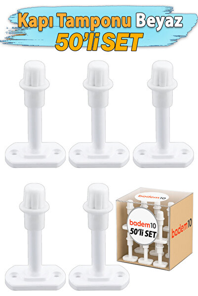 Badem10 Beyaz 50 ADET Kapı Pencere Arkası Tamponu Silikon Duvar Boya Koruyucu Koruma Vidalı 50’li Paket