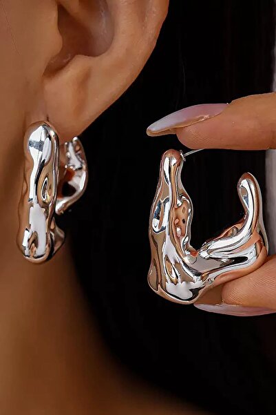 TAKIŞTIR Silver Color Steel Earrings (Pair)