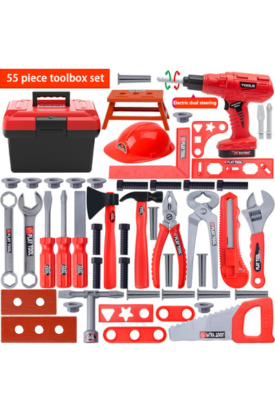 Choice 55PCS DIY Pretend Play Toy Simulation Repair Tools Set Electric Drill Screwdriver Tool Repair Toolbo