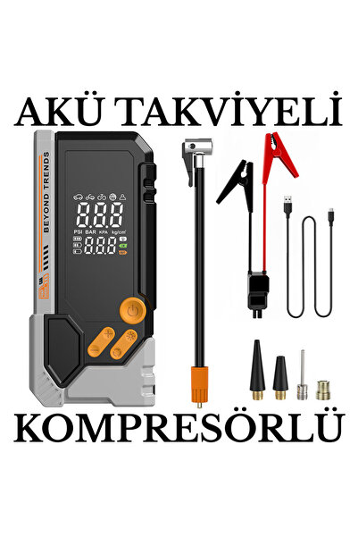 SMAYLİNG Akü Takviyeli Dijital Kompresör – Taşınabilir Çok Fonksiyonlu Şarjlı...