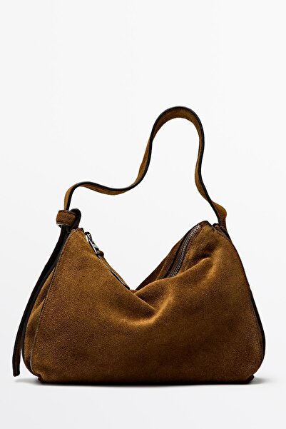 Massimo Dutti Küçük yırtmaçlı deri kol çantası