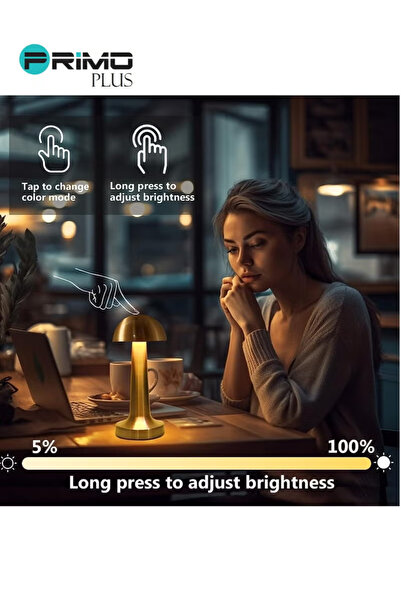Primo Plus Cordless Lamp, Mushroom Lamp, Portable Led Table Lamp With Touch Dimmable,1800mah Rechargeable