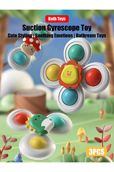 Choice 3Pcs 3pcs of Set 0-3 years old Baby Bathroom Spinning Toys,Can be sucked on the Table, Bathroom Wall