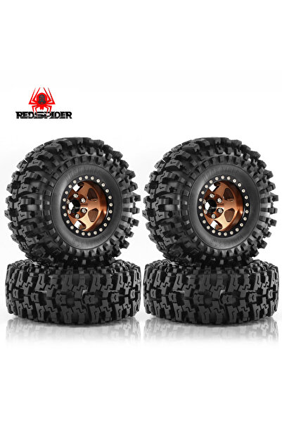 Choice gold RS RC 120mm Metal 1.9" Beadlock Wheel Rim Rubber Tire Set for 1/10 RC Crawler Car Traxxas TRX4