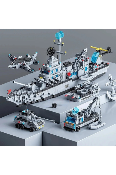 Choice NO BOX Huge size 1560PCS Navy war ship Army ship model warship 6 in 1 multi-shape combination buildi