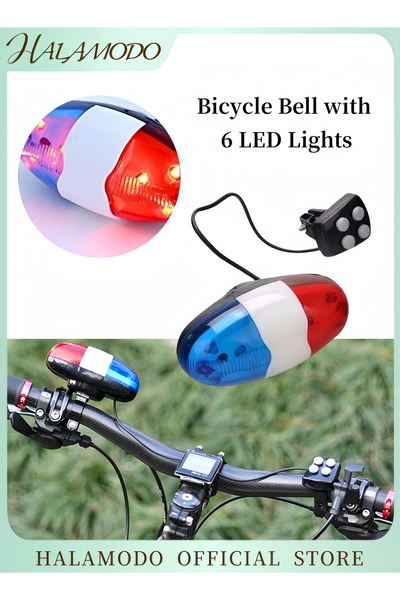 HALAMODO جرس دراجة مزود بـ 6 مصابيح LED ومصابيح صوتية للدراجة مع 4 أصوات