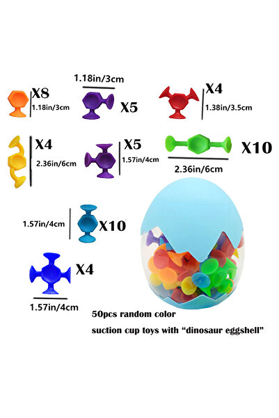 Choice 50pcs Suction Cup Toys, With A Eggshell For Storage, Construction Toy For Kids, Bath And Travel T...