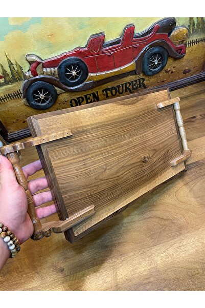 ANTİKA AYAL Wooden Walnut Tray 50X24,5 cm