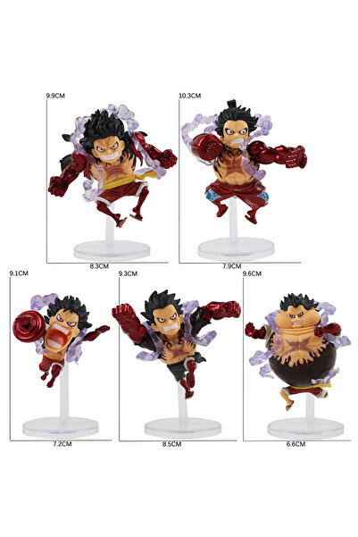 BANDAI 5pcs-no box 5pcs/set Q Version Anime One Piece Gear 4 Luffy Action Figure Elastic Man Cute Statue PV
