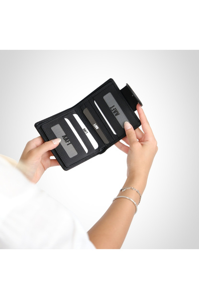 MFT Leather Design Genuine Leather Women's Wallet |   Mira 1437 Flother Matte Black