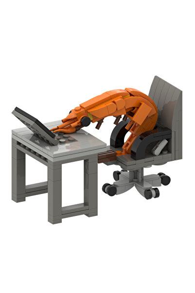 Choice مجموعة واحدة من تماثيل مكتب العمل الشاق من Shrimp-1 من MOC Shrimp، نموذج تجميع مكعبات بناء، لعبة مكعبات المدينة، مزحة T