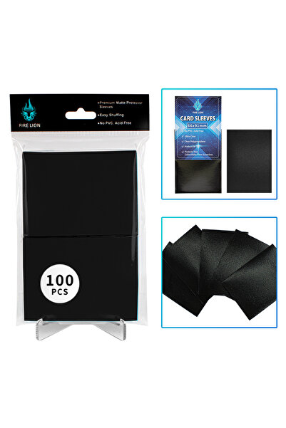 Choice مجموعة من 100 قطعة من أكمام البطاقات القياسية باللون الأسود مقاس 66 × ...