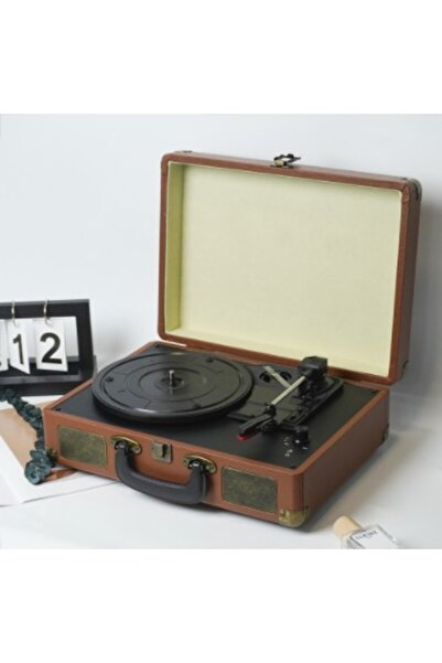 fomix fm-102 kahverengi Hoparlörlü Bluetoothlu Pikap Plak Çalar