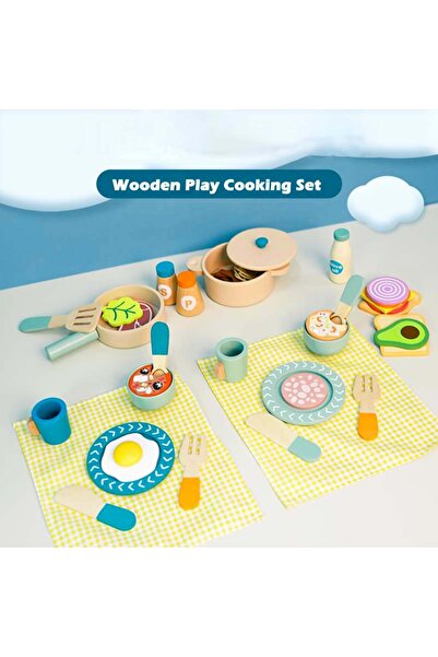 Choice3 Cooking Wooden Kitchen Pretend Play Set Montessori Simulation Plates Dishes Accessories Kitchen Play