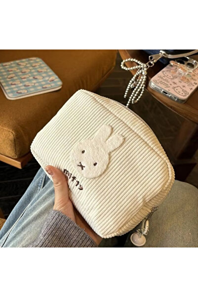 Choice Miffy Miffy Kawaii Corduroy Cosmetic Bag Large-capacity Storage Bags Portable Storage Handbag Pen Ba