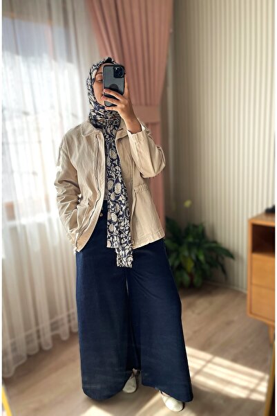 Tuğba Sarı Bel Büzgü Detaylı Kadın Kot Kot Ceket