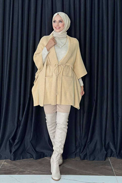 Bym Fashion Sim Detailed Pocket Poncho 18332 Stone