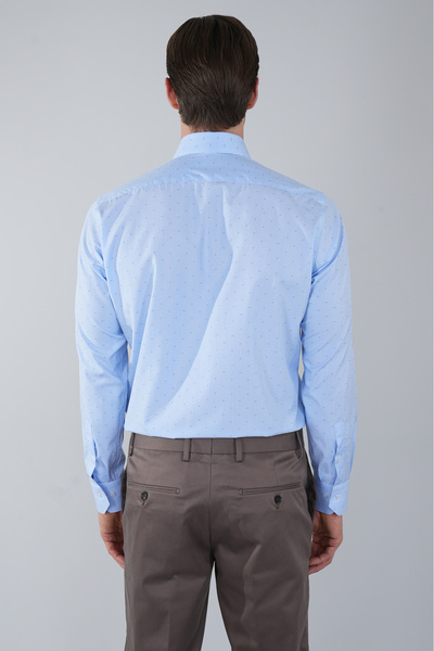 Bisse Mavi Uzun Kollu Pamuk Basic Erkek Cepsiz Gömlek