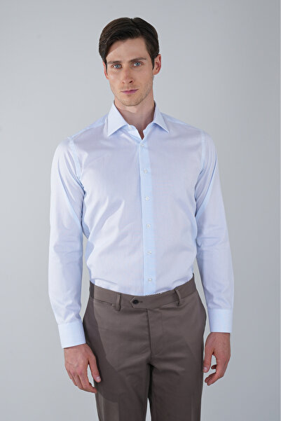 Bisse Regular Fit Pocketless Cotton Light Blue Men's Shirt