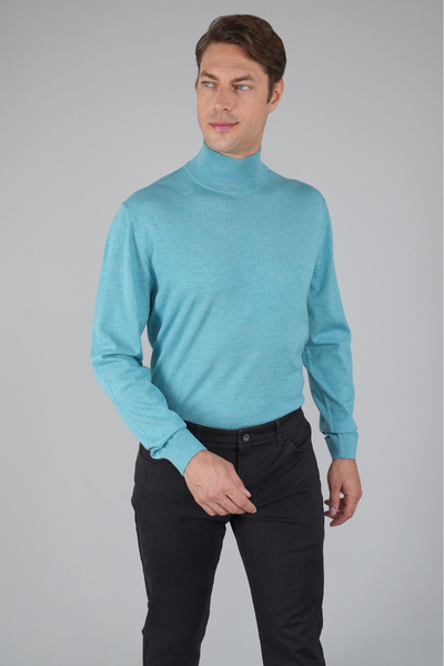 Bisse Men's Wool Basic Half Turtleneck Knitwear Mint