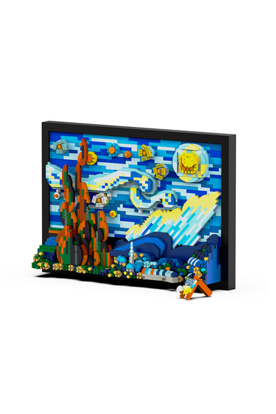 Choice مجموعة مكعبات بناء زيتية ثلاثية الأبعاد من The Starry Night مكونة من 1731 قطعة، إطار صور فني شهير يمكنك صنعه بنفسك لتزيين المنزل