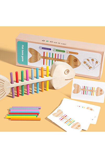 Choice لعبة أحجية مطابقة عظام السمك من مونتيسوري باللون الرمادي، لعبة تصنيف ا...