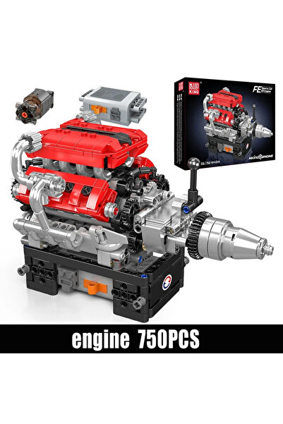 Choice مجموعة واحدة من قوالب King 10204 750 قطعة نموذج سيارة رياضية بمحرك V8 FE - مجموعة بناء آلية مع بطارية Bo