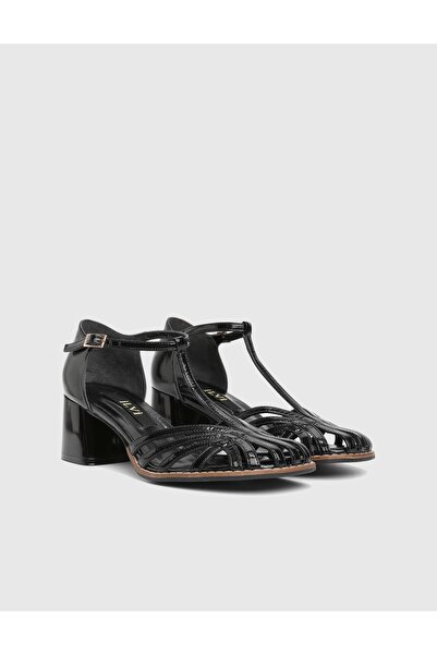 İLVİ Jesca Genuine Patent Leather Black Women's Heeled Sandals