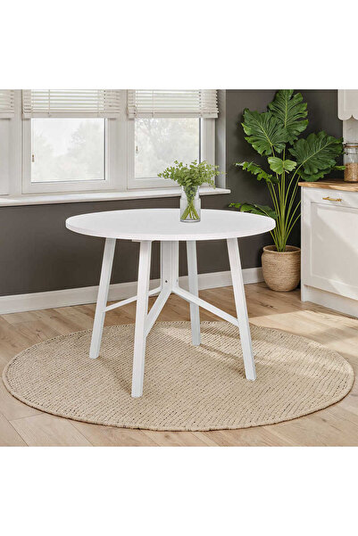 Adore Mobilya Round Yuvarlak Yemek Masası - Beyaz 110x110x76 cm